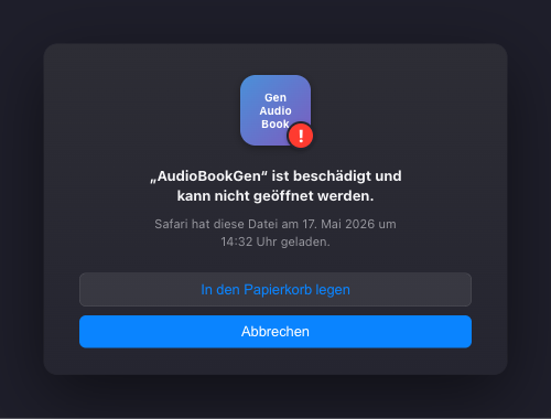 macOS Gatekeeper Warnung