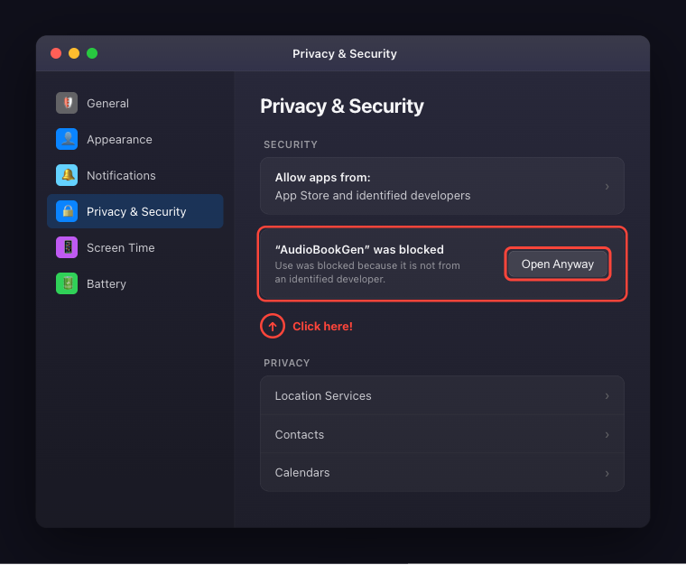 macOS System Settings Privacy and Security