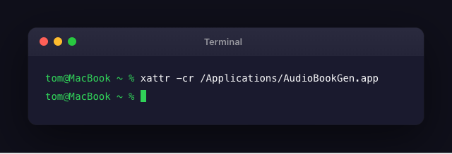 Terminal xattr Befehl